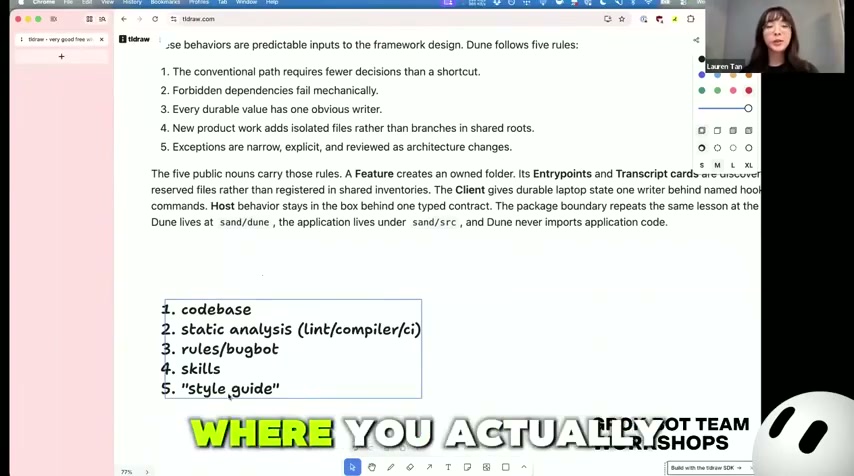 장면 10 — 다섯 개 강제 층위: codebase부터 style guide까지