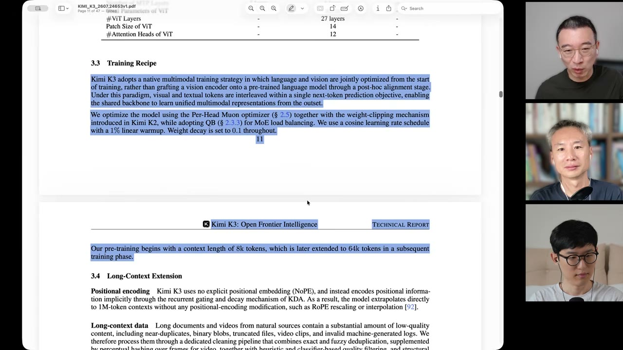 §3.3 Training Recipe와 §3.4 Long-Context Extension