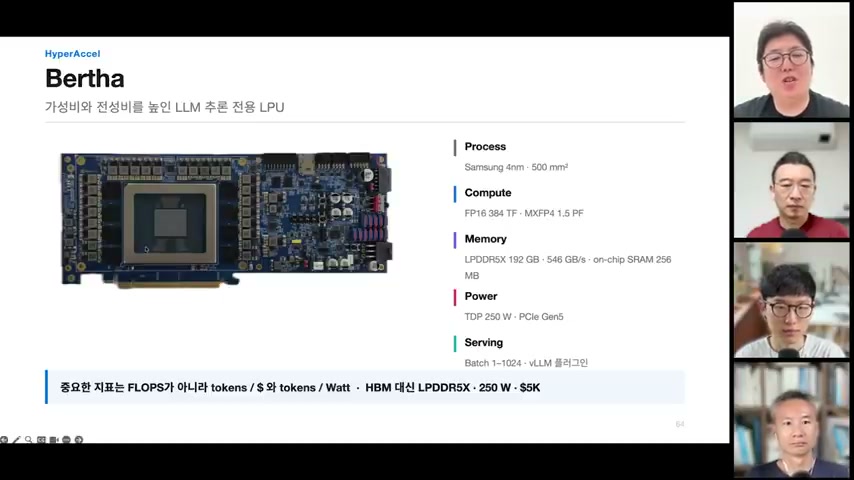 장면 3 — HyperAccel Bertha 인퍼런스 전용 LPU 소개 슬라이드