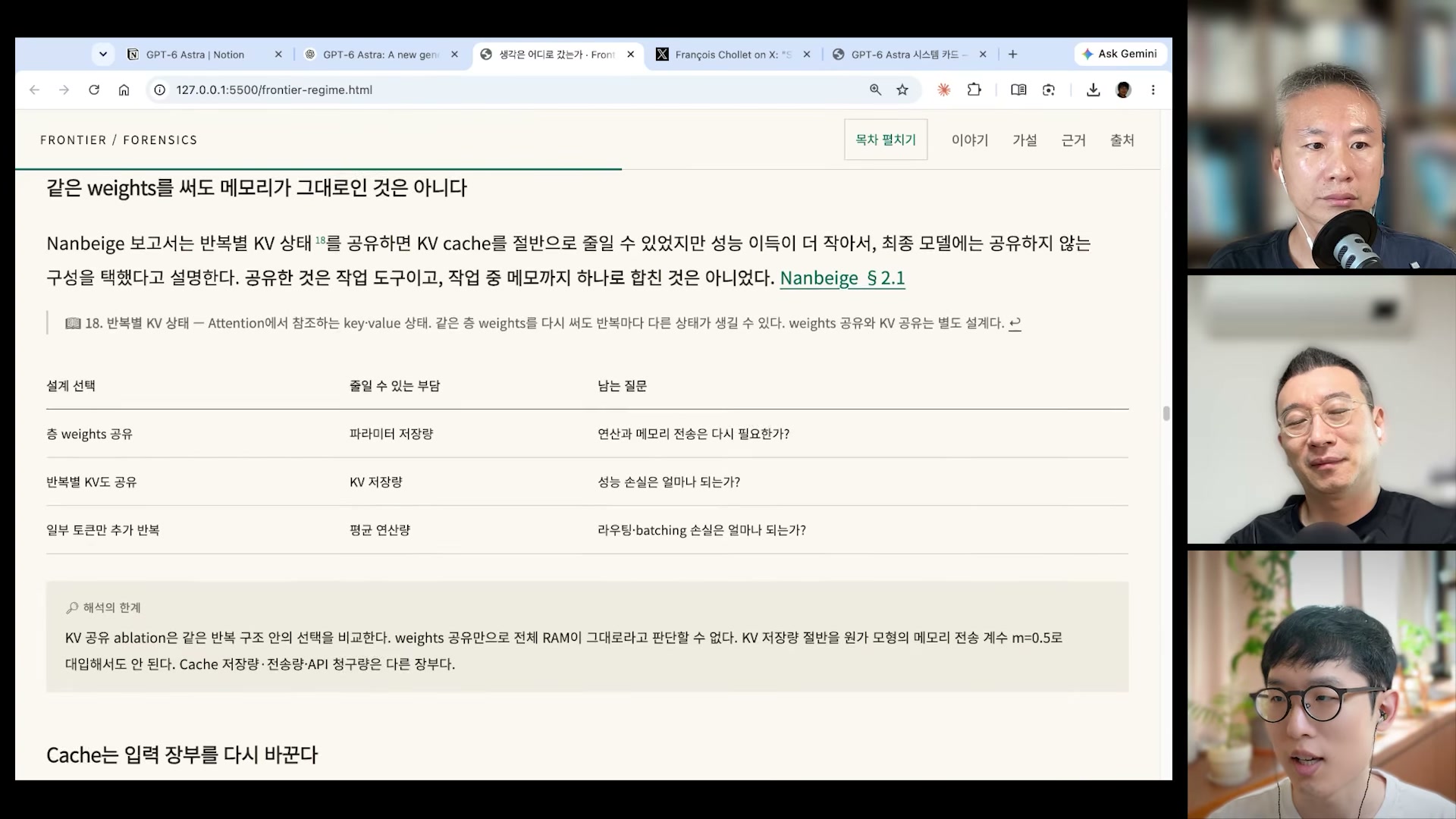 장면 6 — 반복별 KV 상태·Nanbeige 보고서 표