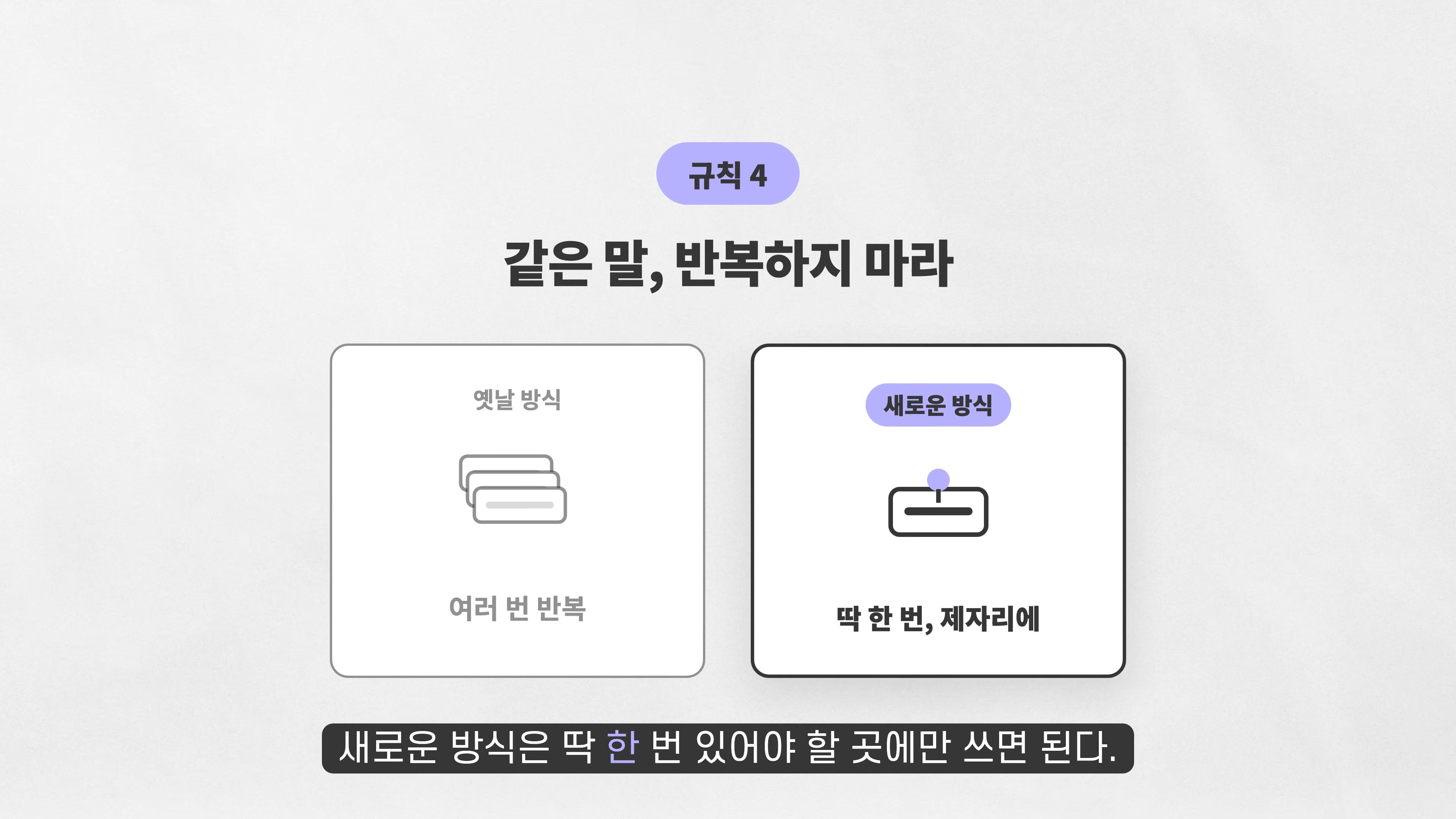 장면 6 — 같은 지침을 한 번만, 올바른 위치에 두라는 규칙 4