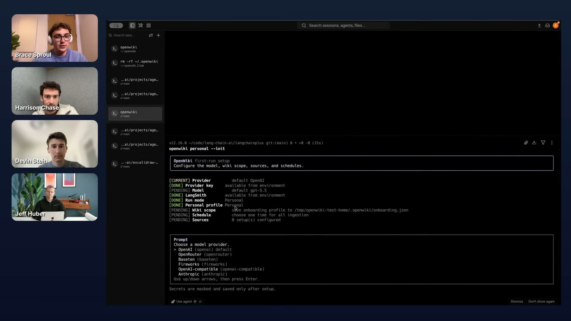 장면 2 — openwiki personal --init 온보딩 위저드